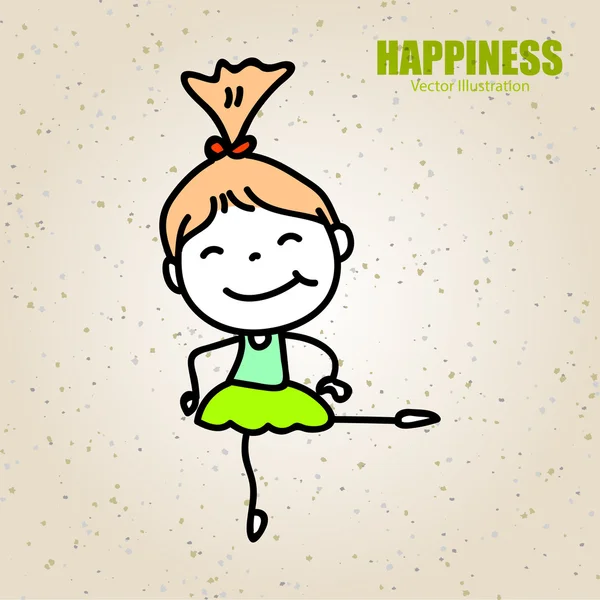 Рисование мультика вручную счастливым ребенком — стоковый вектор