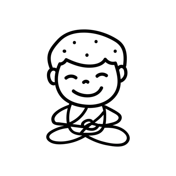 Hand drawing cartoon happy monk mediation — Stock Vector