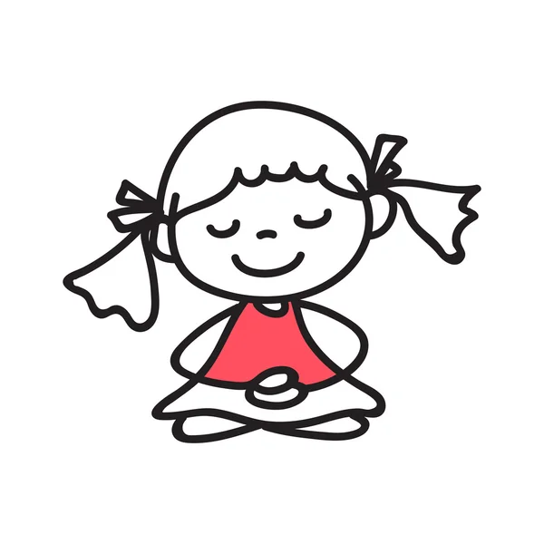 Dessin à la main dessin animé personnes méditation — Image vectorielle