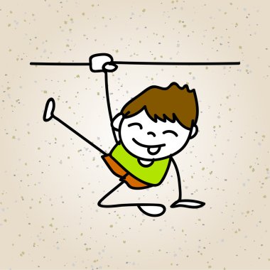 El çizim karikatür mutlu çocuk