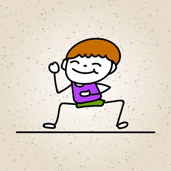 Dibujo a mano dibujos animados niño feliz — Vector de stock