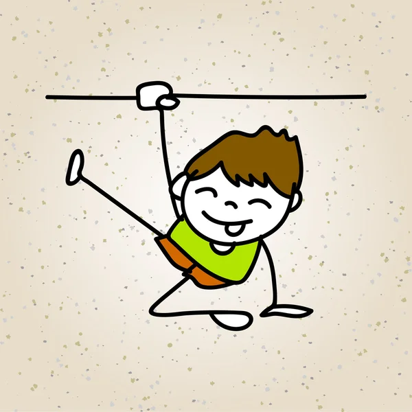 Ручной рисунок счастливый мальчик — стоковый вектор