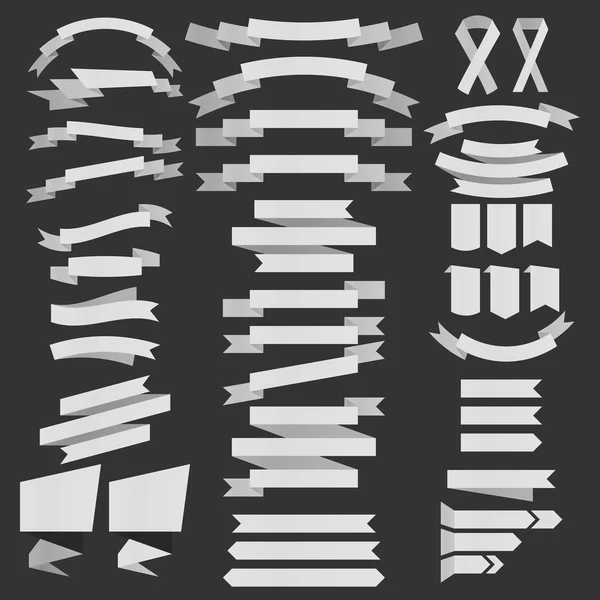 Ensemble de rubans gris, insignes — Image vectorielle