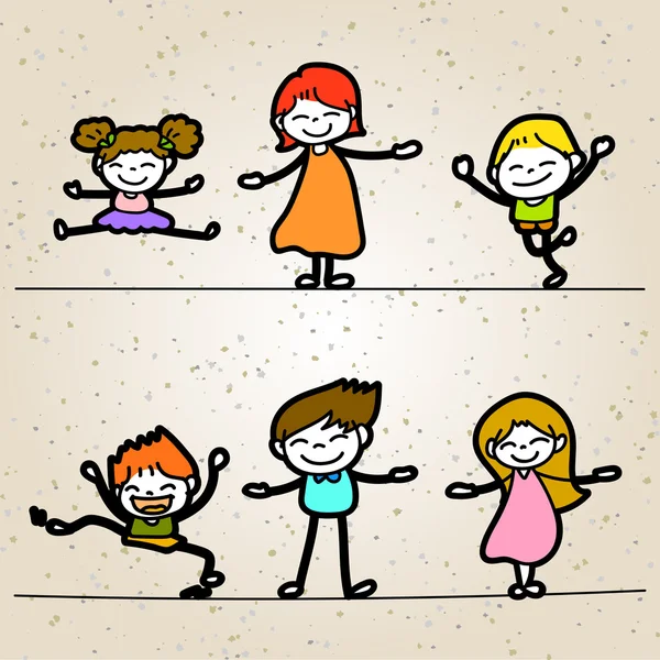 Conjunto de personas felices y niños — Vector de stock