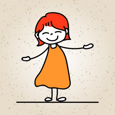karikatür mutlu kız illüstrasyon 