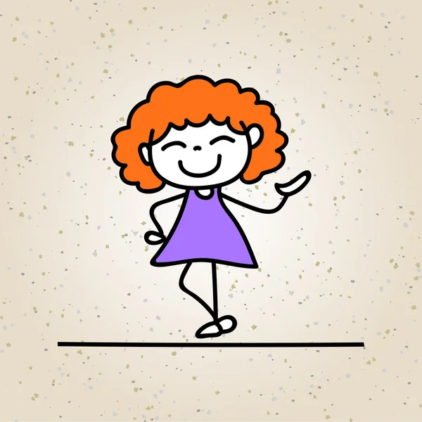 Desenho animado menina feliz ilustração — Vetor de Stock