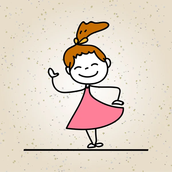 Dibujos animados chica feliz ilustración — Vector de stock