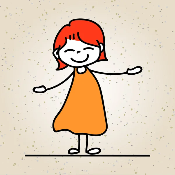 Karikatür mutlu kız illüstrasyon — Stok Vektör