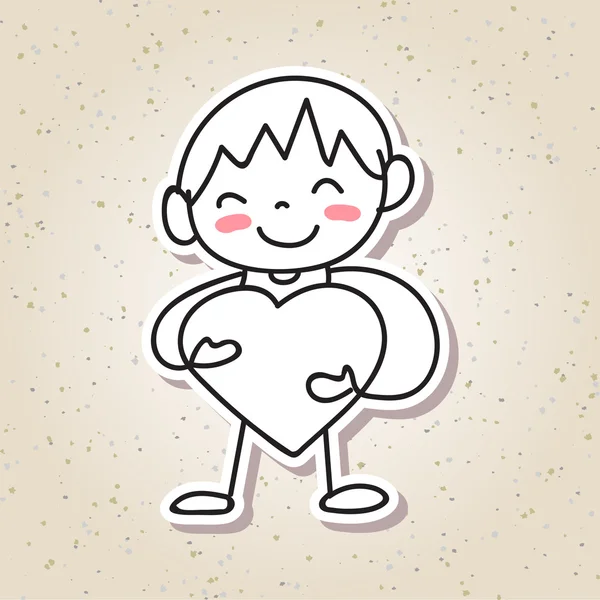 Dessin à la main personnage dessin animé heureux — Image vectorielle