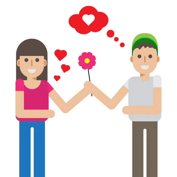 Couple Heureux Montrant Amour Concept Amour Dessin Caractère Plat Pour — Image vectorielle