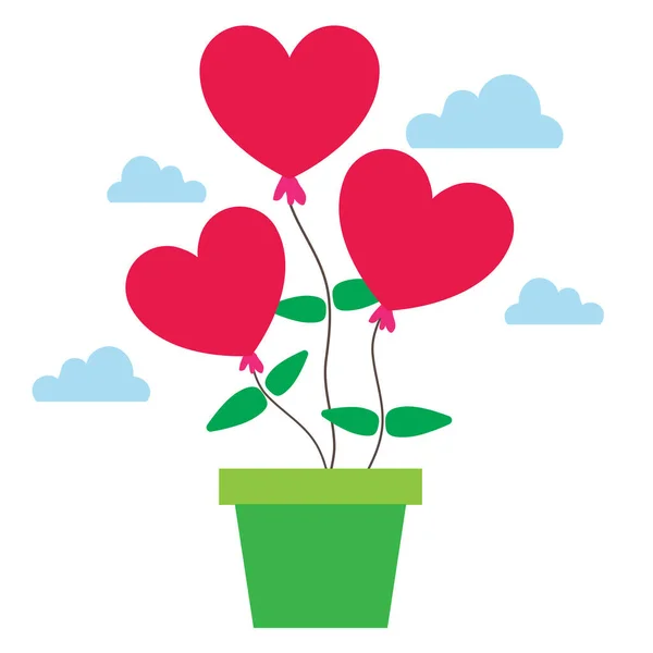 Harten Planten Liefde Valentijnsdag Concept Illustratie Vector Eps10 — Stockvector