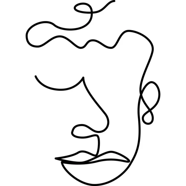 Face Abstraite Art Linéaire Dessin Linéaire Simple Dessin Linéaire Continu — Image vectorielle