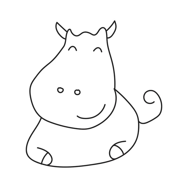 Mano Disegnato Doodle Animale Carino Divertente Animale Domestico Linea Disegno — Vettoriale Stock