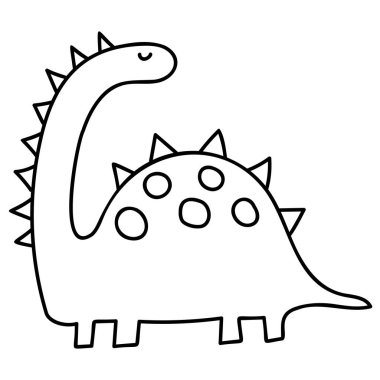 Çocuk boyama, eğlence ve resim çizimi için el çizimi dinozor.