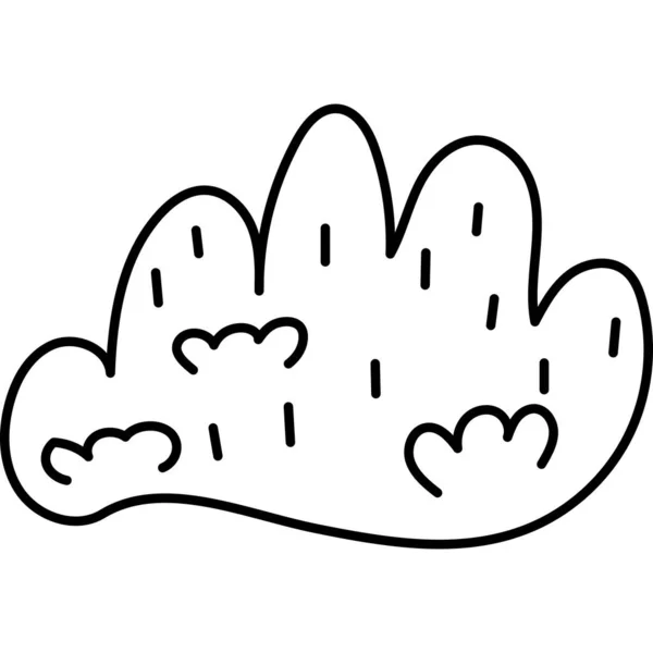 Handgezeichnete Doodle Busch Clip Art Illustration Für Kinder Färbung — Stockvektor