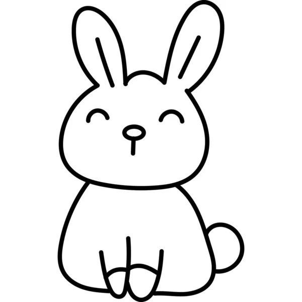 Illustration Clip Lapin Dessinée Main Pour Coloration Des Enfants — Image vectorielle