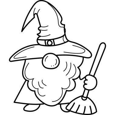 Sonbahar Cadılar Bayramı cücesi eli çizilmiş karalama klipsi sanat illüstrasyonu