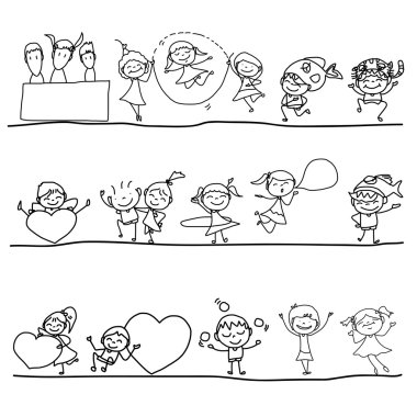 mutlu çocuklar çizim el