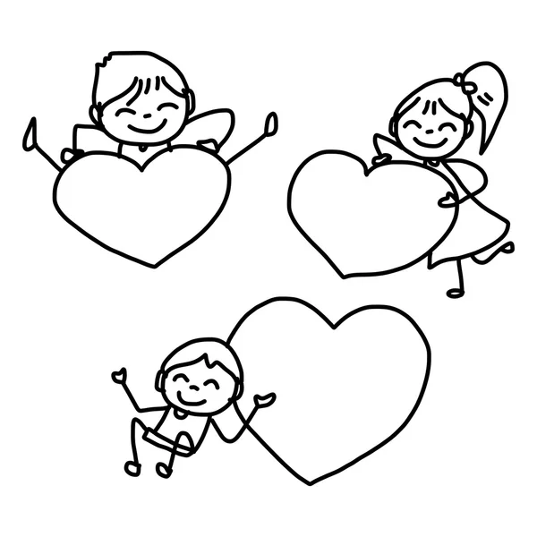 Hand drawing happy kids — Stock Vector