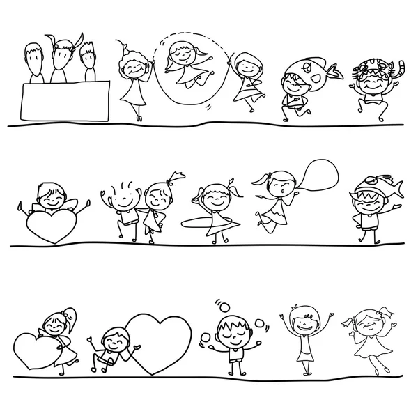 Ручной рисунок счастливые дети — стоковый вектор