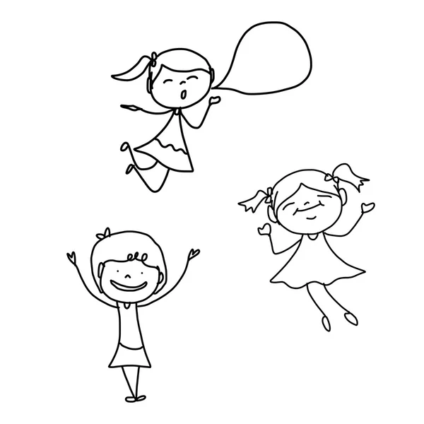 幸せな子供たちを描く手します。 — ストックベクタ