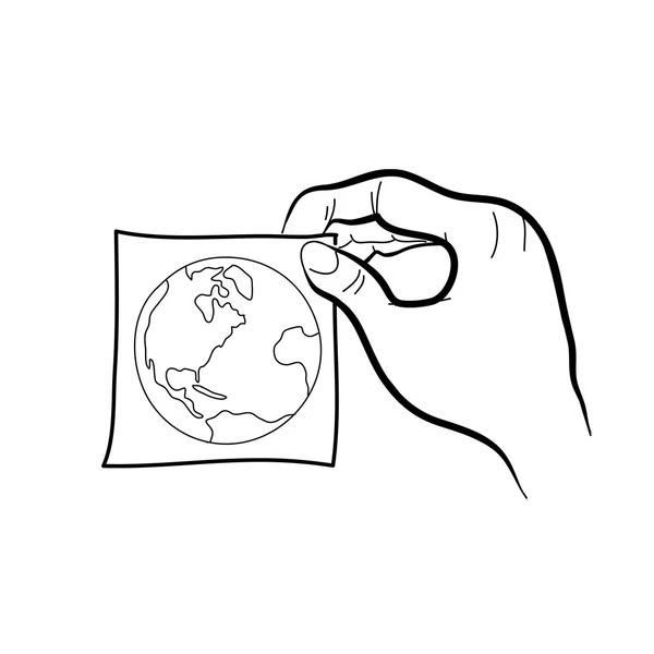 Hand die papier sticker met planeet — Stockvector