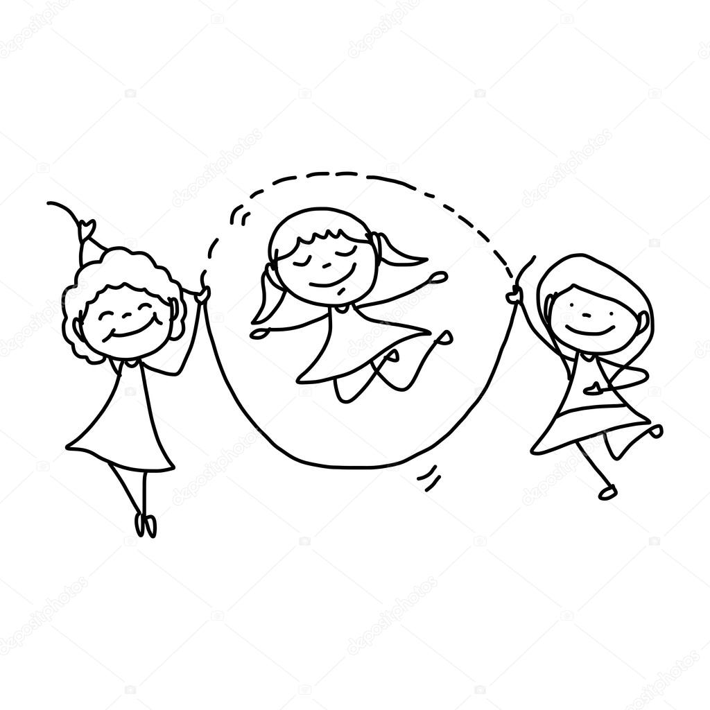 Bambini felici di disegno a mano — Vettoriale Stock