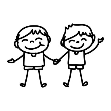 mutlu çocuklar çizim el