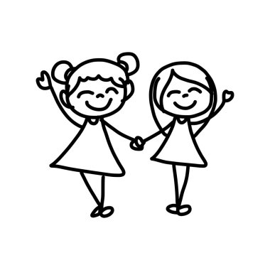 mutlu çocuklar çizim el