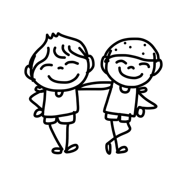 Dessin à la main enfants heureux — Image vectorielle