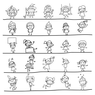 mutlu çocuklar çizim el