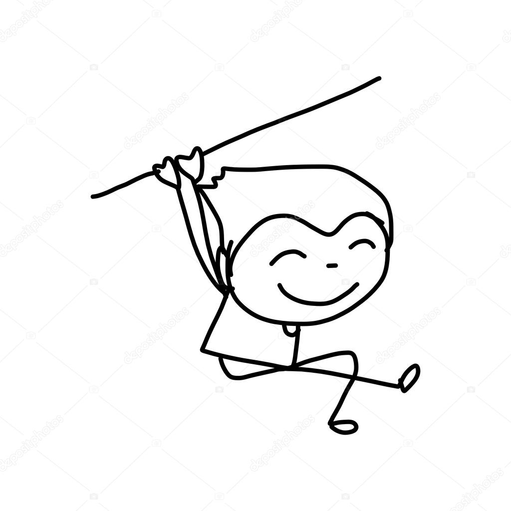 Mano disegno bambini felici di personaggio dei cartoni animati — Vettoriali di atthameeni