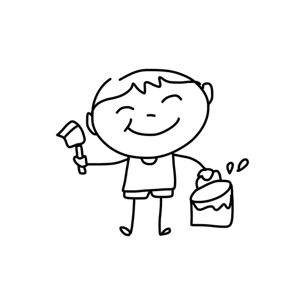 Hånd tegning glade børn – Stock-vektor