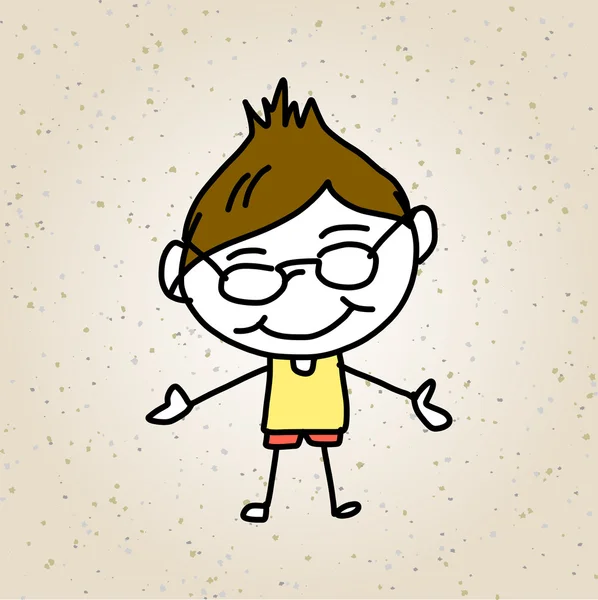 Mano disegno cartone animato astratto bambini felici — Vettoriale Stock