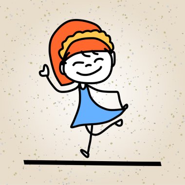 El çizimi karikatür mutlu çocuklar