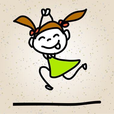 El çizimi karikatür mutlu çocuklar