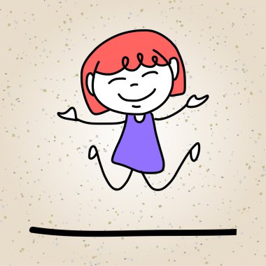 El çizimi karikatür mutlu çocuklar