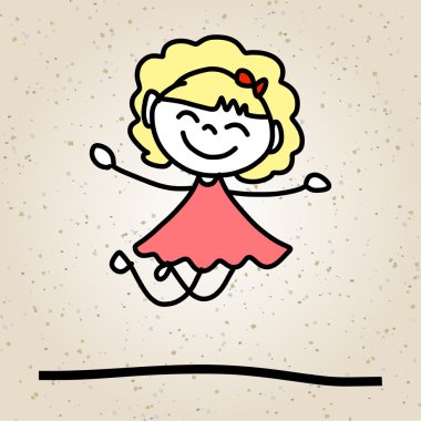 El çizimi karikatür mutlu çocuklar