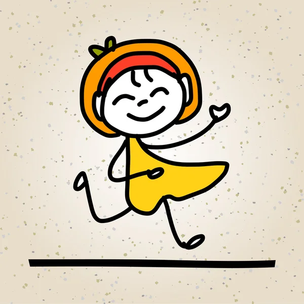 Dessin à la main dessin animé abstrait enfants heureux — Image vectorielle