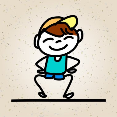 El çizimi karikatür mutlu çocuklar