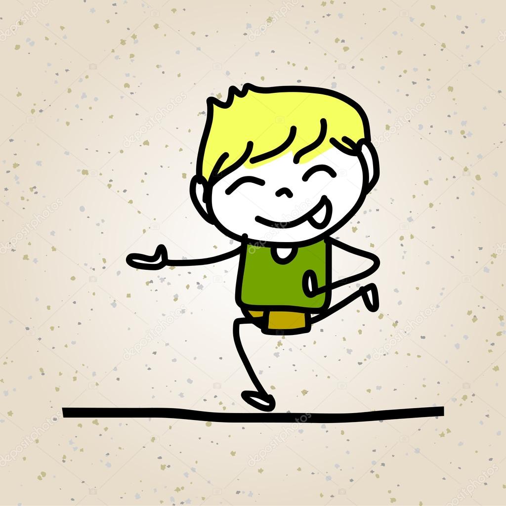 hand drawing abstract cartoon happy kids