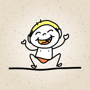 El çizimi karikatür mutlu çocuklar