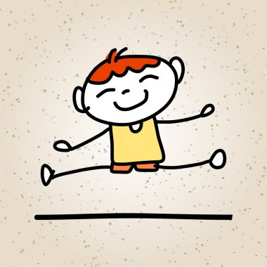 El çizimi karikatür mutlu çocuklar