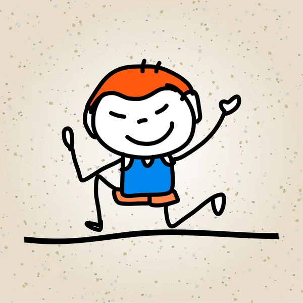 Mano disegno astratto cartone animato bambini felici — Vettoriale Stock