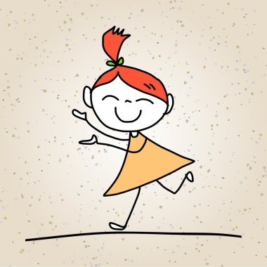 El çizimi karikatür soyut mutlu çocuklar