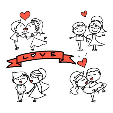 El çizimi karikatür soyut aşk