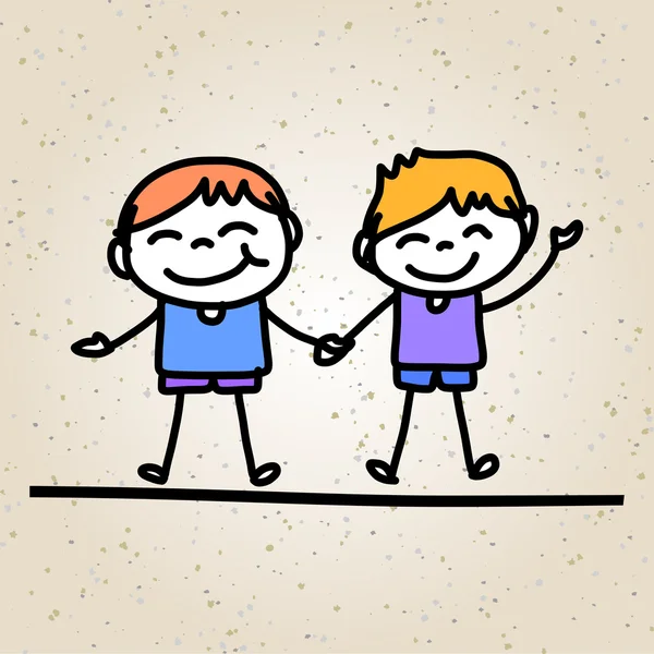 Personnage de bande dessinée abstraite enfants heureux — Image vectorielle