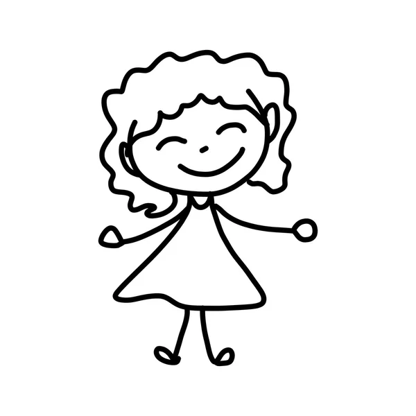 Mano disegno astratto cartone animato bambini felici — Vettoriale Stock