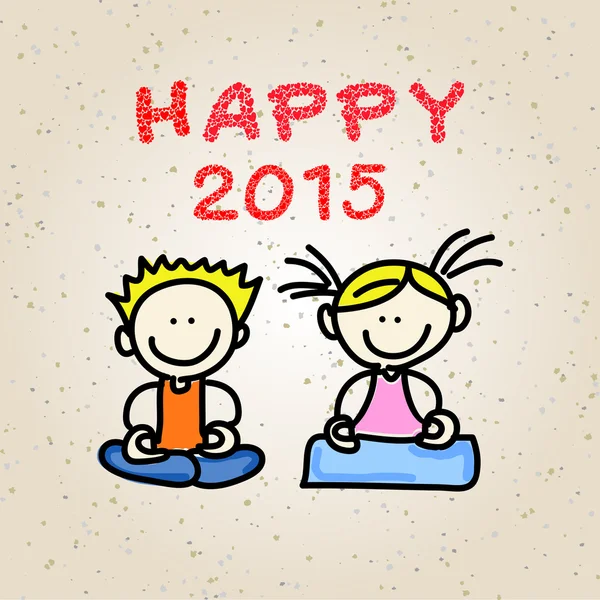 Dibujo a mano dibujos animados personas felices 2015 — Vector de stock