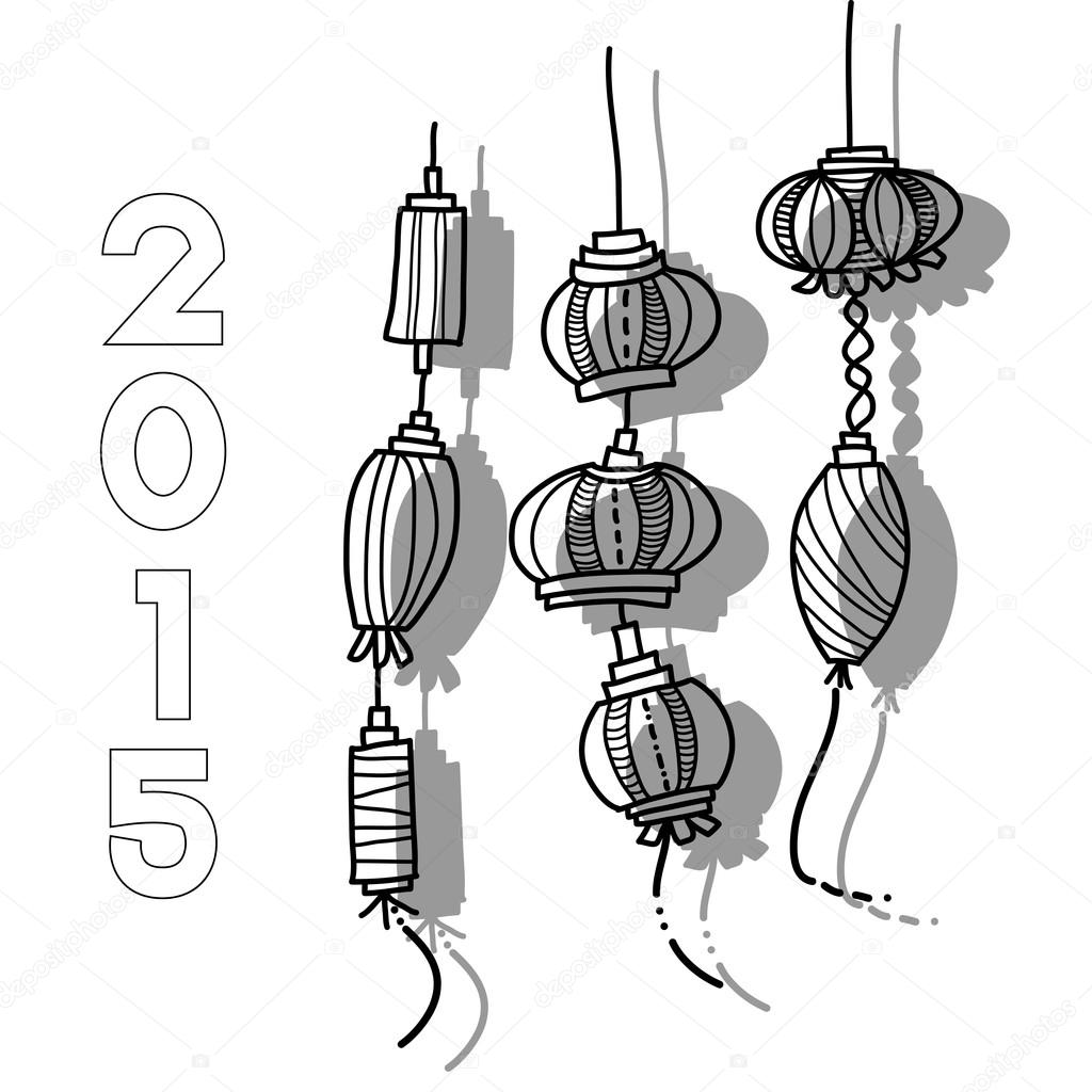 2015 Chinese New Year hand drawing lantern